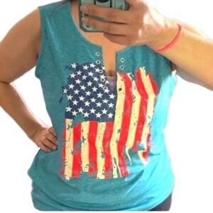 Ladies Flag Sleeveless Print Tank Top